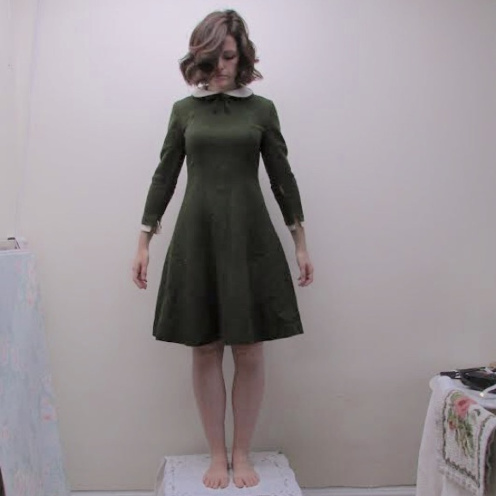 Vintage green wool elf dress